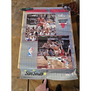 RARE Starline Michael Jordan Ron Jon 1989 Poster‎ 34x22 Chicago Bulls Long Beach